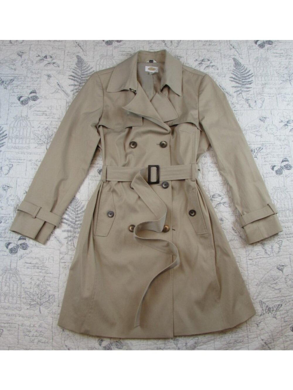 Talbots Womens  Double Breasted Trench Coat Water resistant classic stretch 16